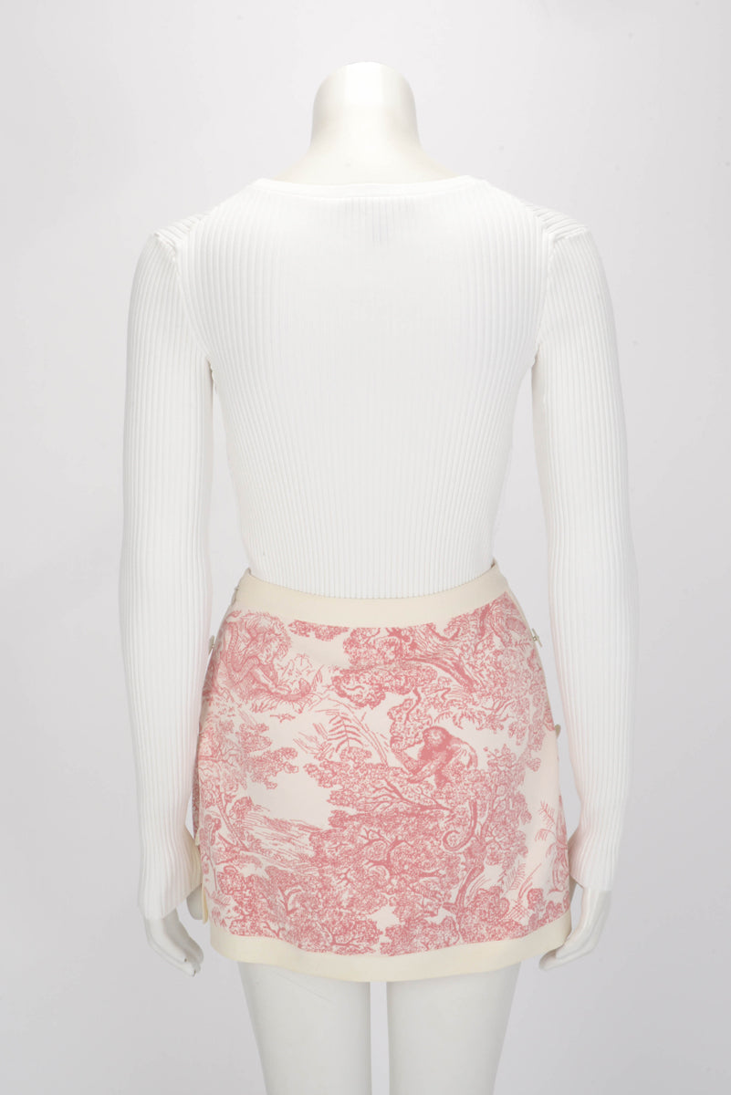 Dior Pink Toile de Jouy Sauvage Dioriviera Mini Skirt FR 36