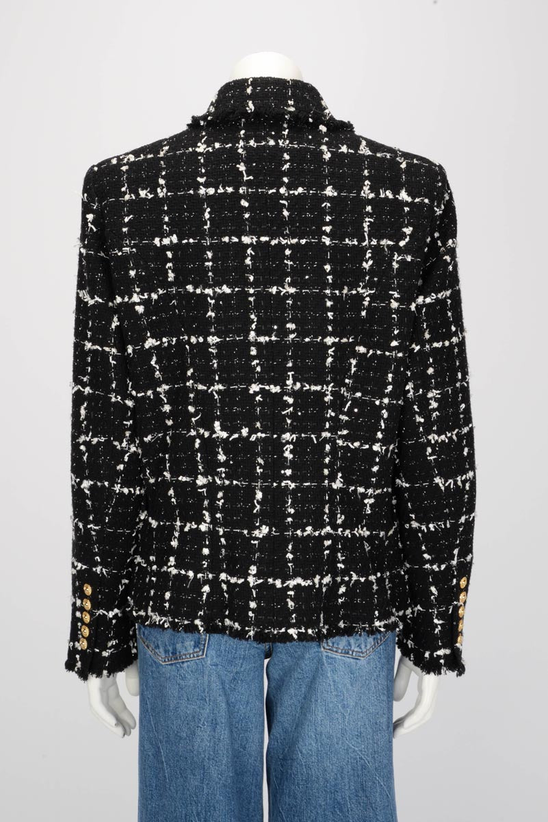 Balmain Black & White Sequin Boucle Classic Blazer FR 44