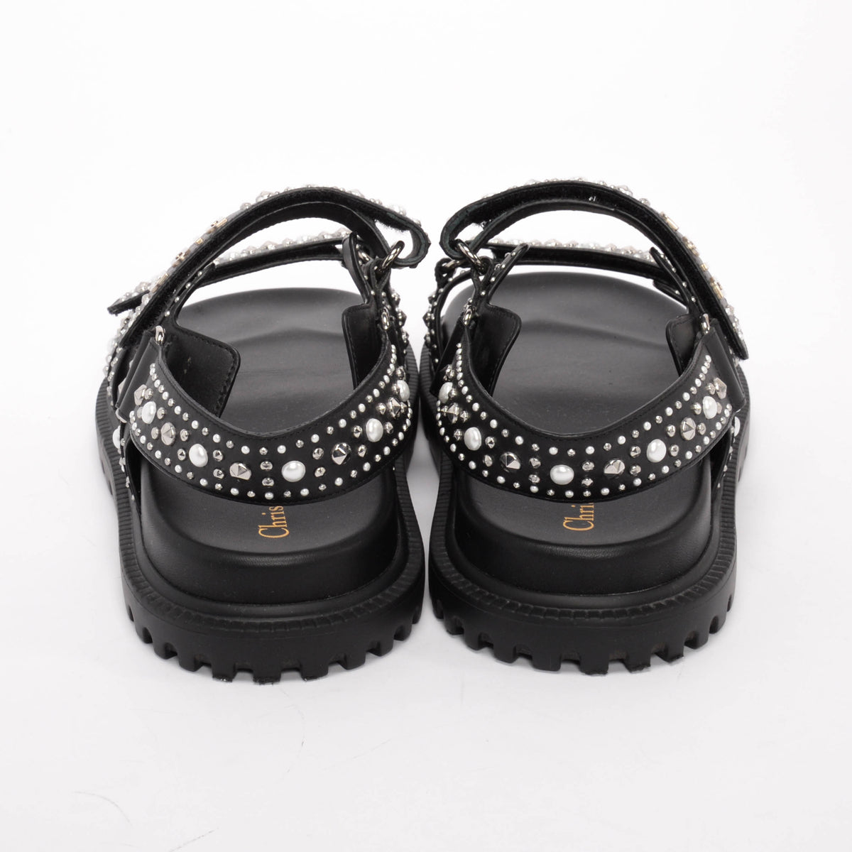 Dior Black Studded Leather Dioract Sandals 39