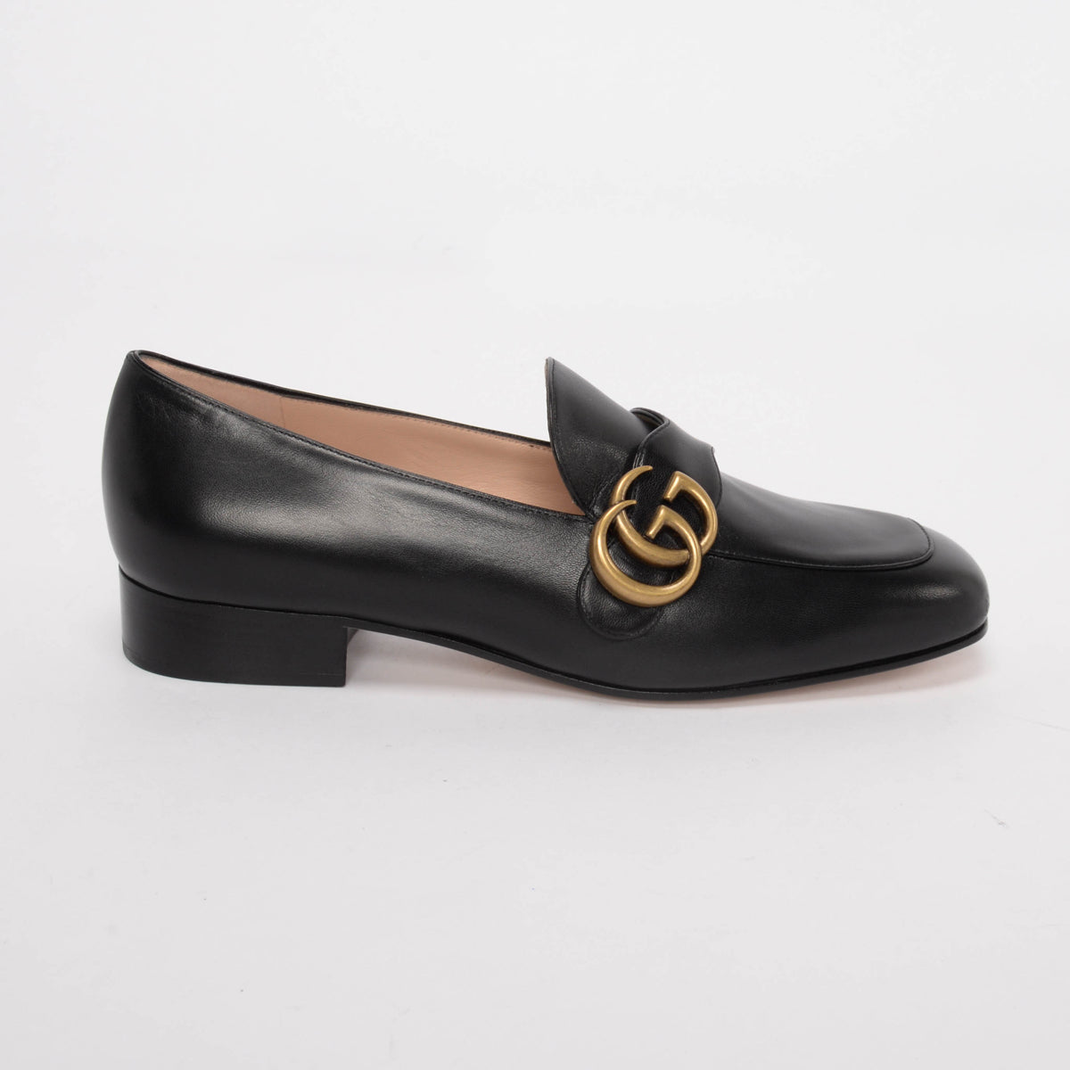 Gucci Black Malaga Kid Double G Loafers 36.5