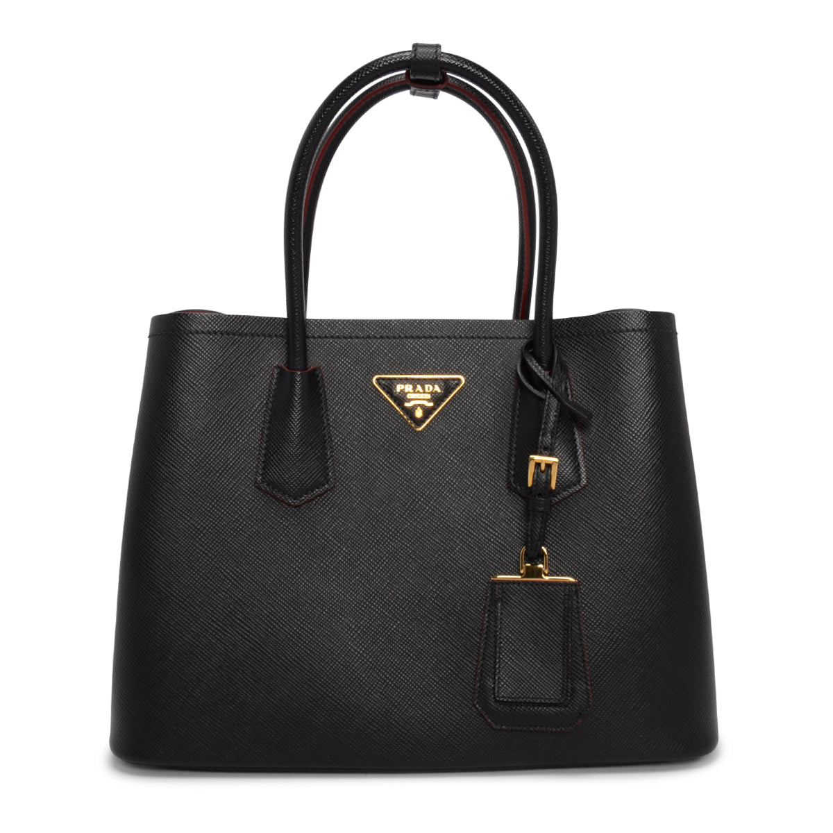 Prada Black Saffiano Cuir Medium Double Bag
