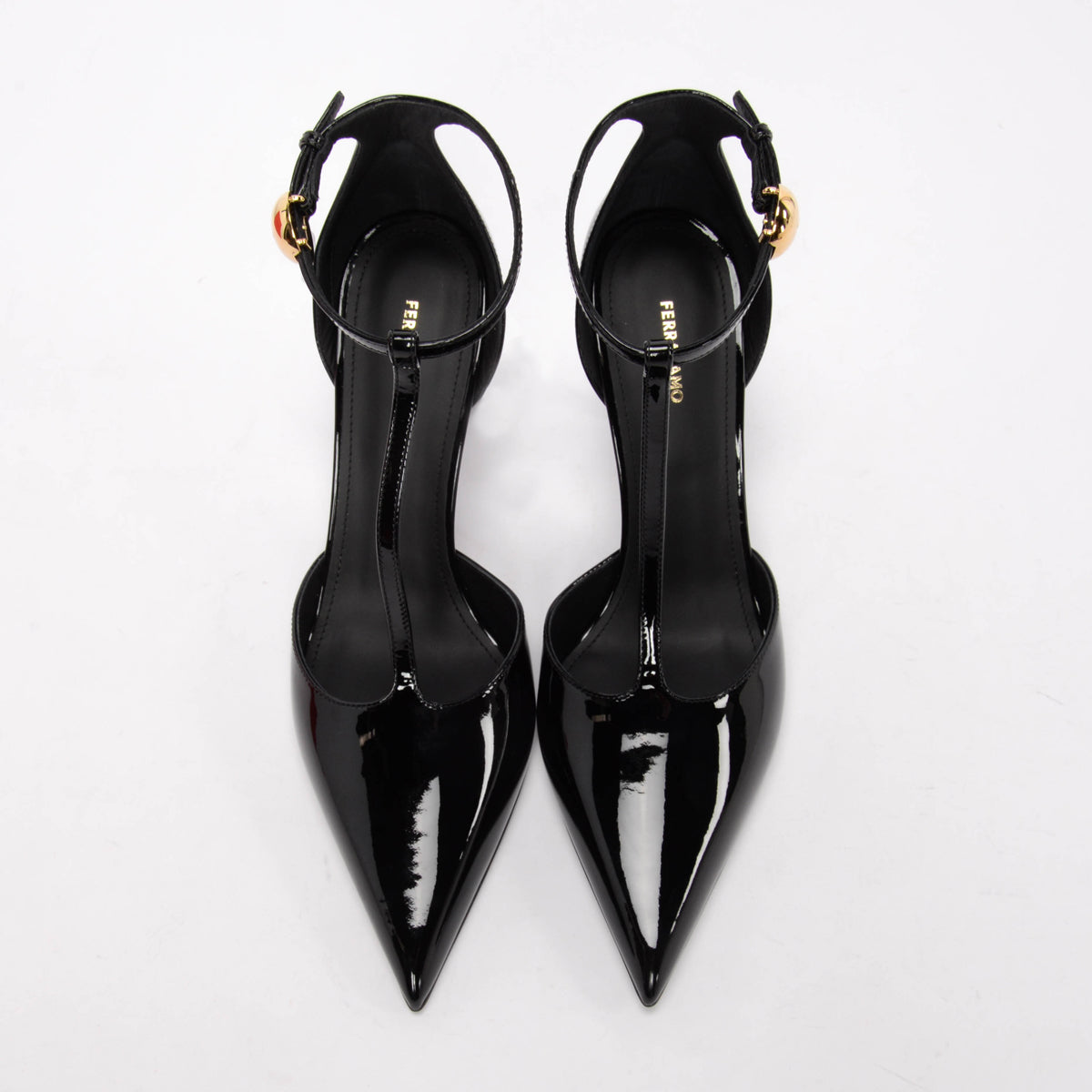 Ferragamo Black Patent Odette 85 Pumps 8.5
