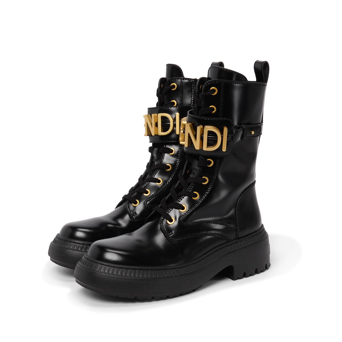 Fendi Black Calfskin Fendigraphy Biker Boots 38