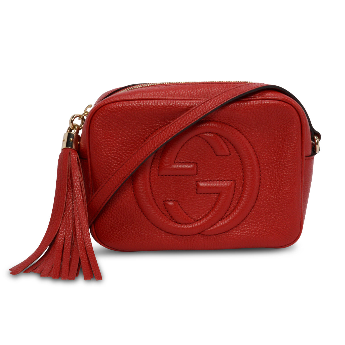 Gucci Red Grained Calfskin Soho Disco Bag