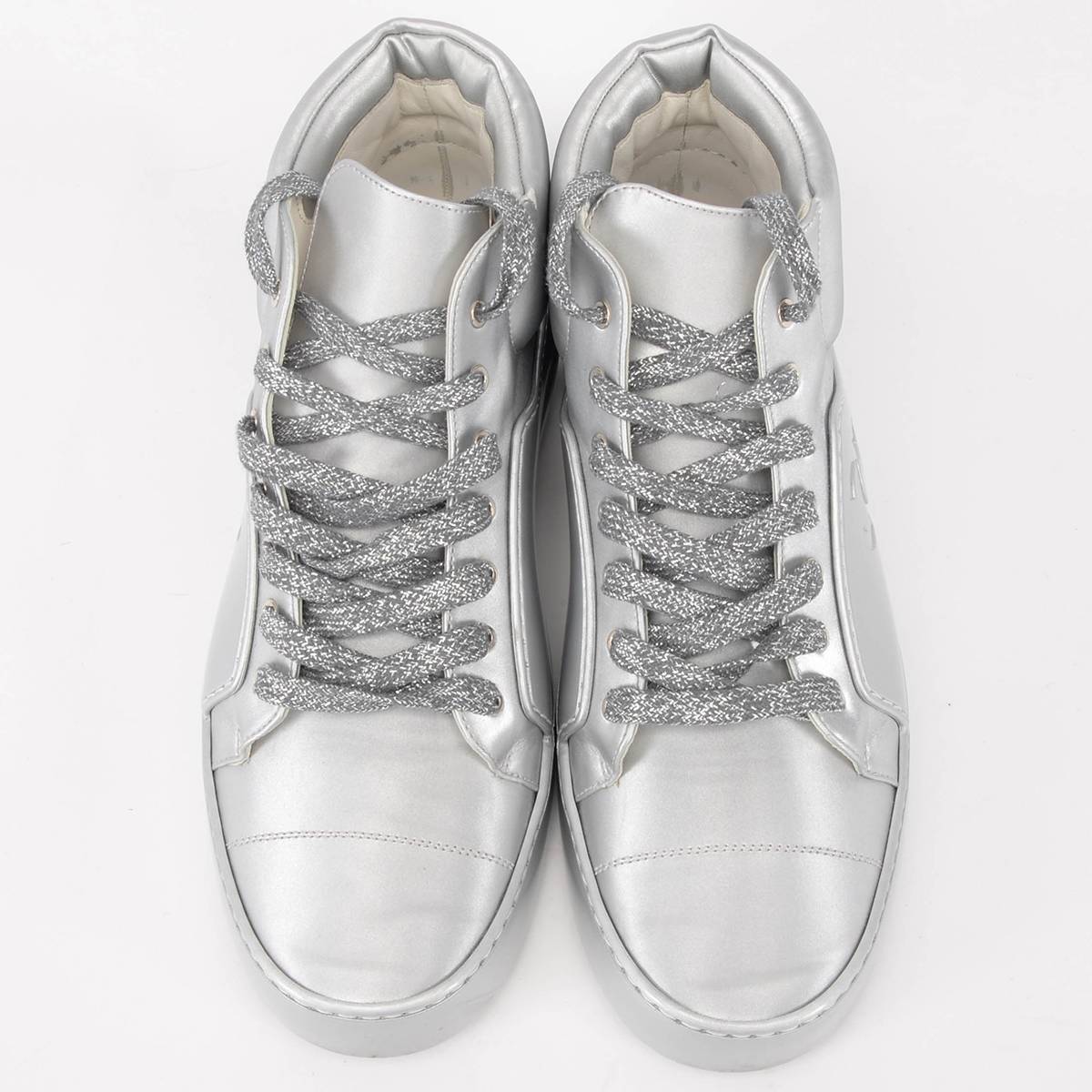 Chanel Silver High Top Sneakers 42