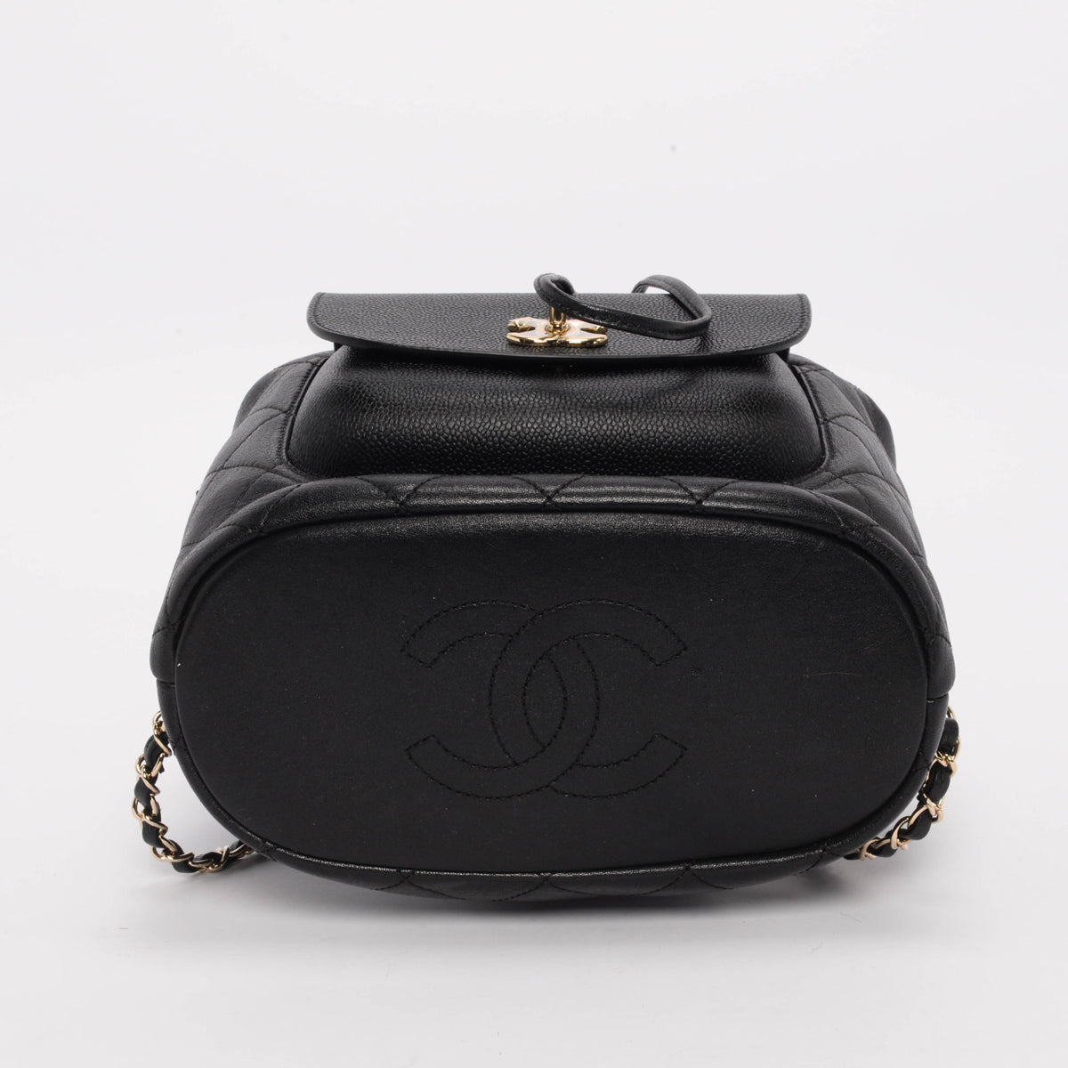 Chanel Black Quilted Sheepskin Daily Round Backpack