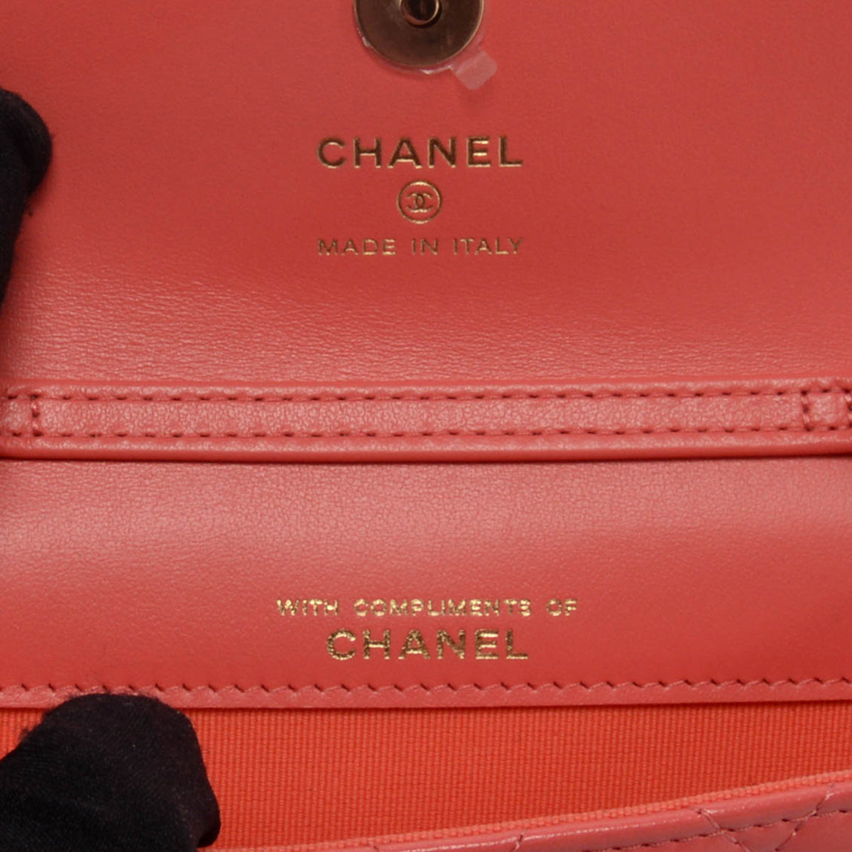 Chanel Coral Lambskin CC Clutch With Chain