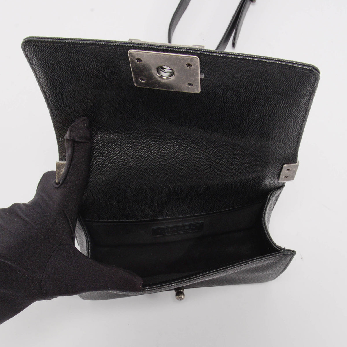 Chanel Black Quilted Caviar Small Boy Shoulder Bag