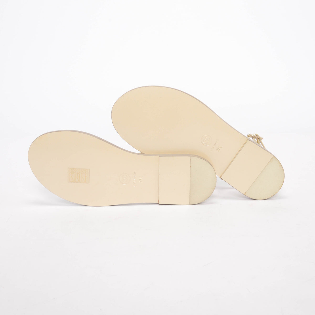 Chanel Iridescent Pearl CC Thong Sandals 37