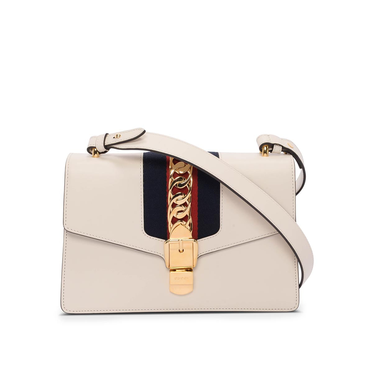 Gucci White Calfskin Small Sylvie Shoulder Bag