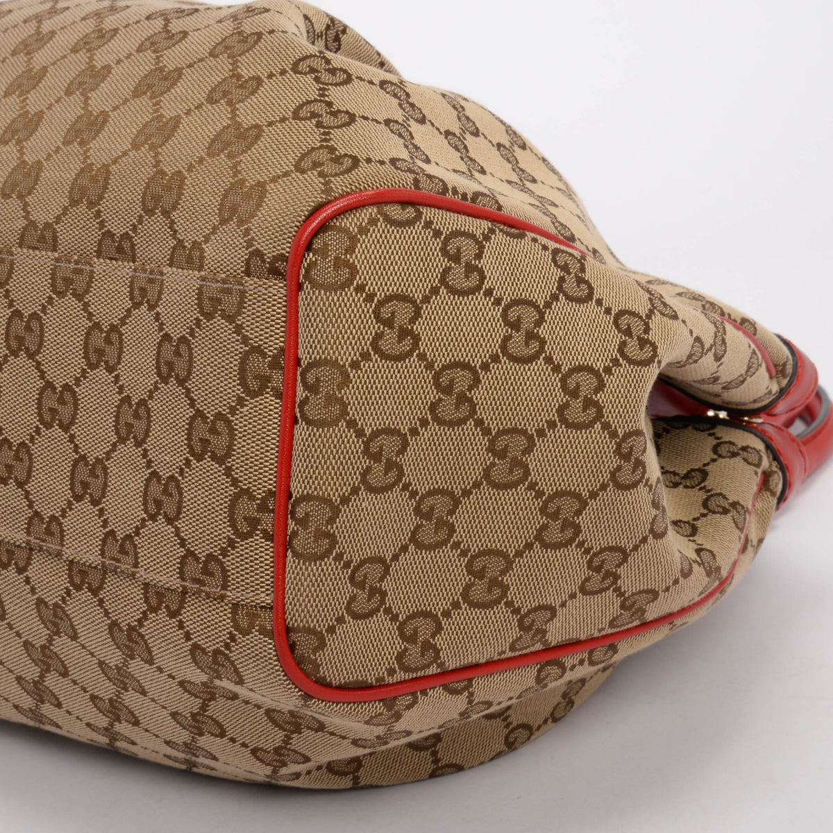 Gucci Beige & Red GG Canvas Sukey Tote