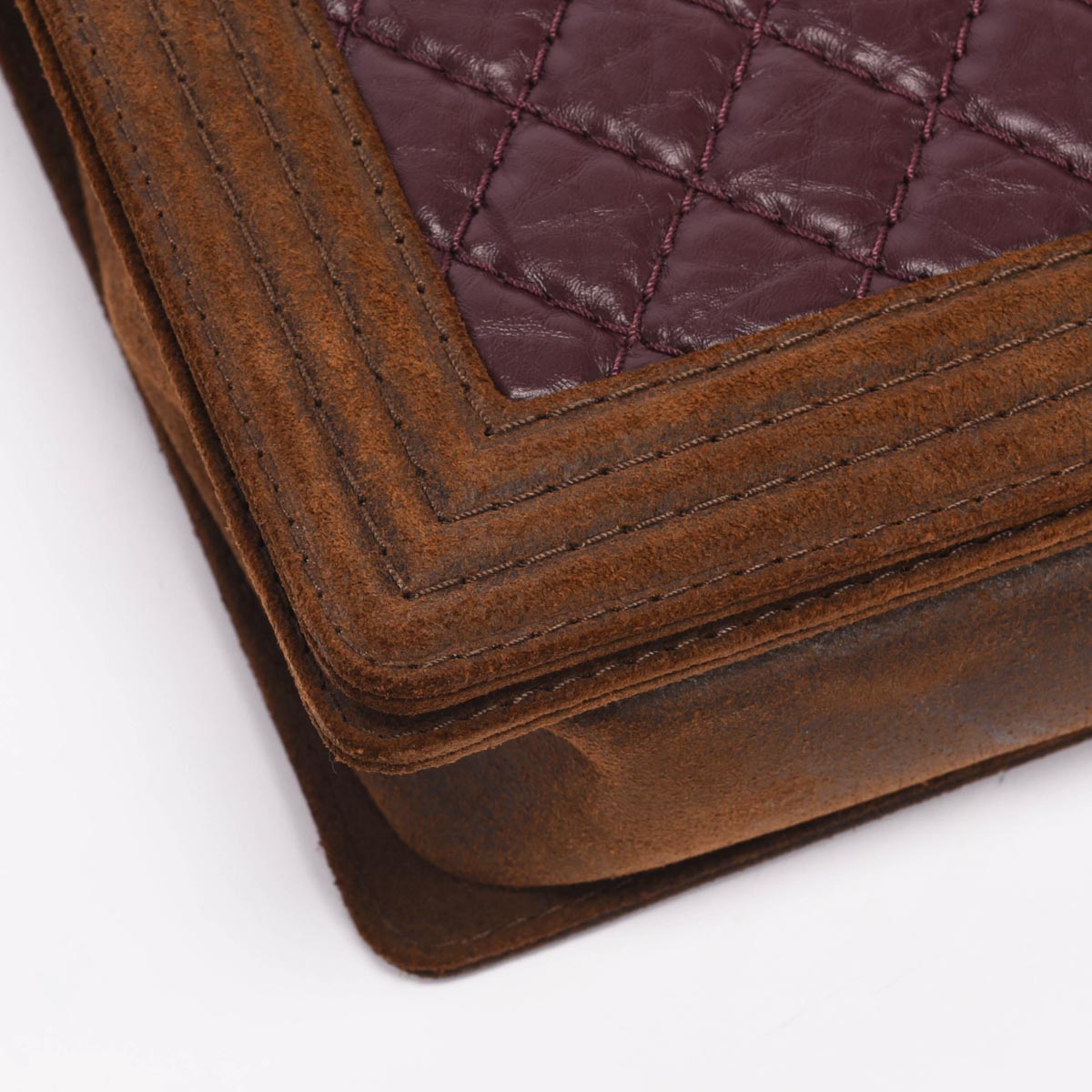 Chanel Burgundy Quilted Aged Calfskin Large Boy Bag