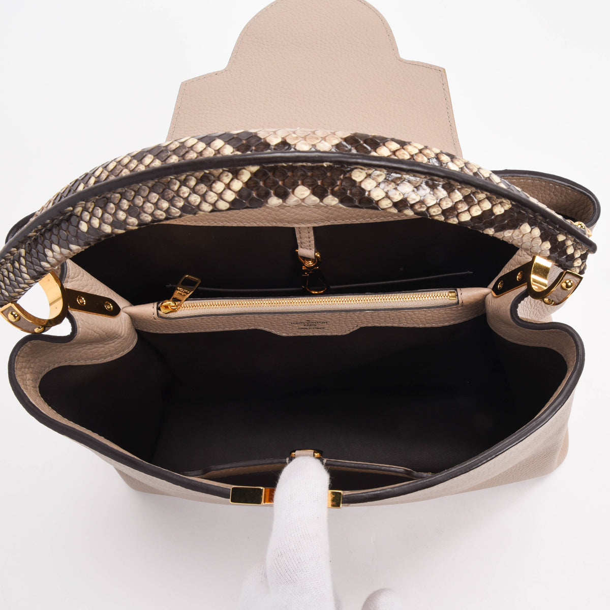 Louis Vuitton Galet Taurillon & Python Capucines MM