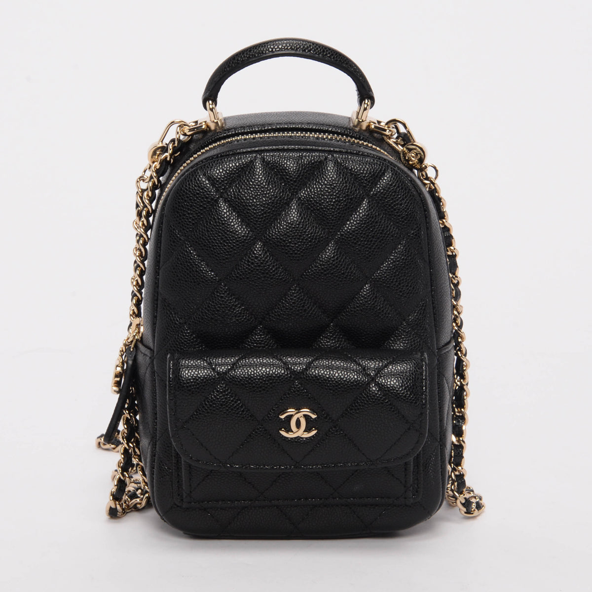 Chanel Black Quilted Caviar Mini Backpack