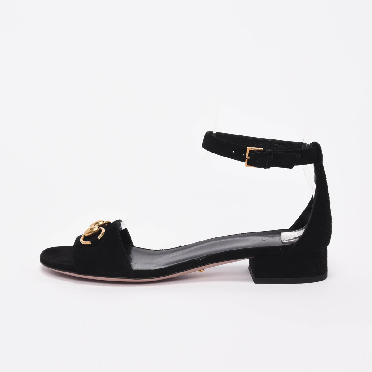 Gucci Black Suede Horsebit Sandals 37.5