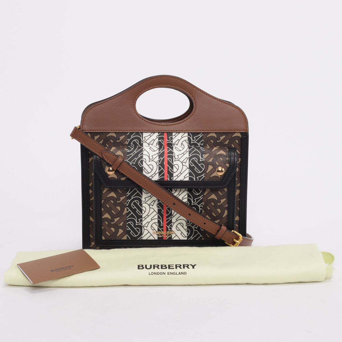 Burberry Stripe Monogram E-Canvas Mini Pocket Tote