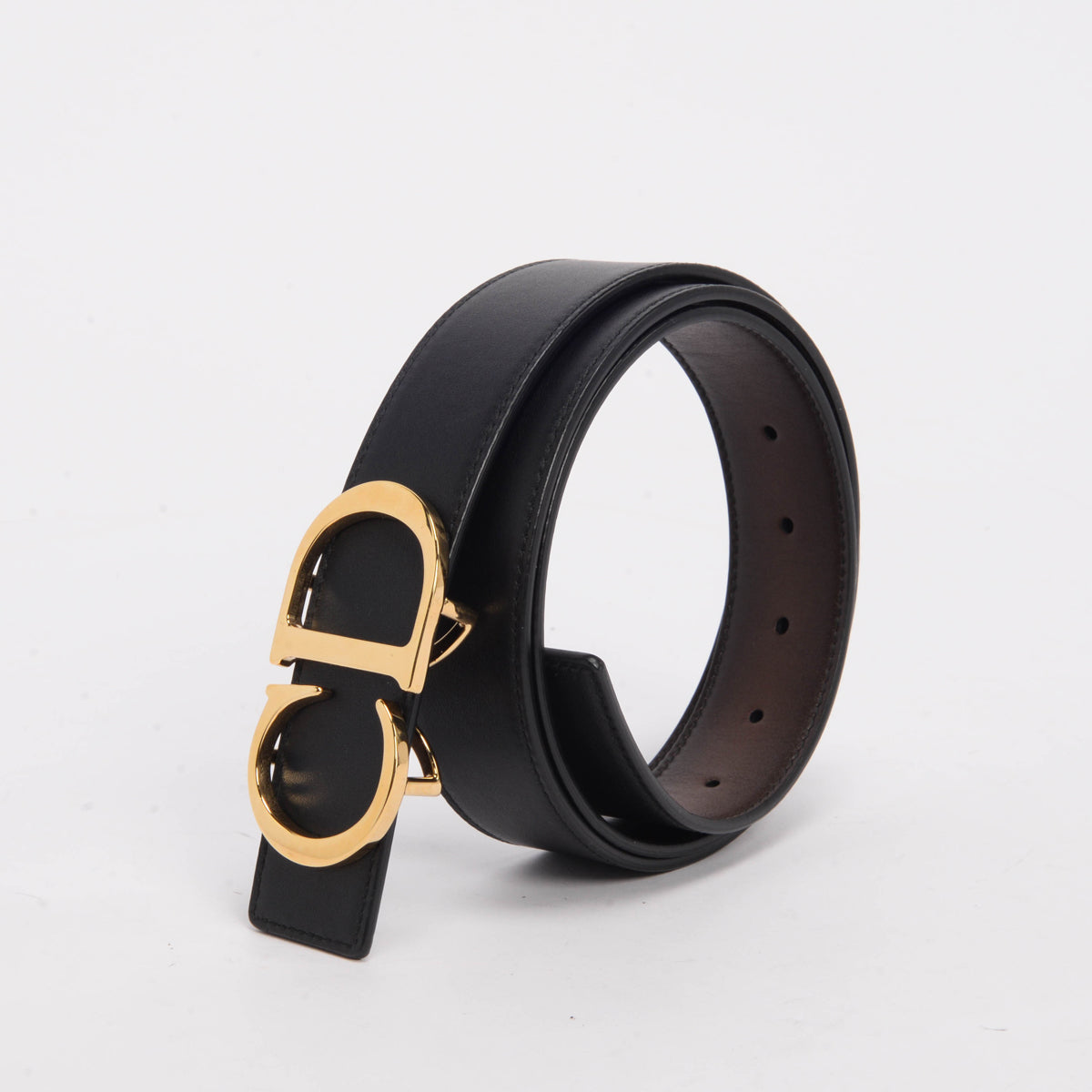 Dior Homme Black & Brown Burnished Leather Reversible Belt