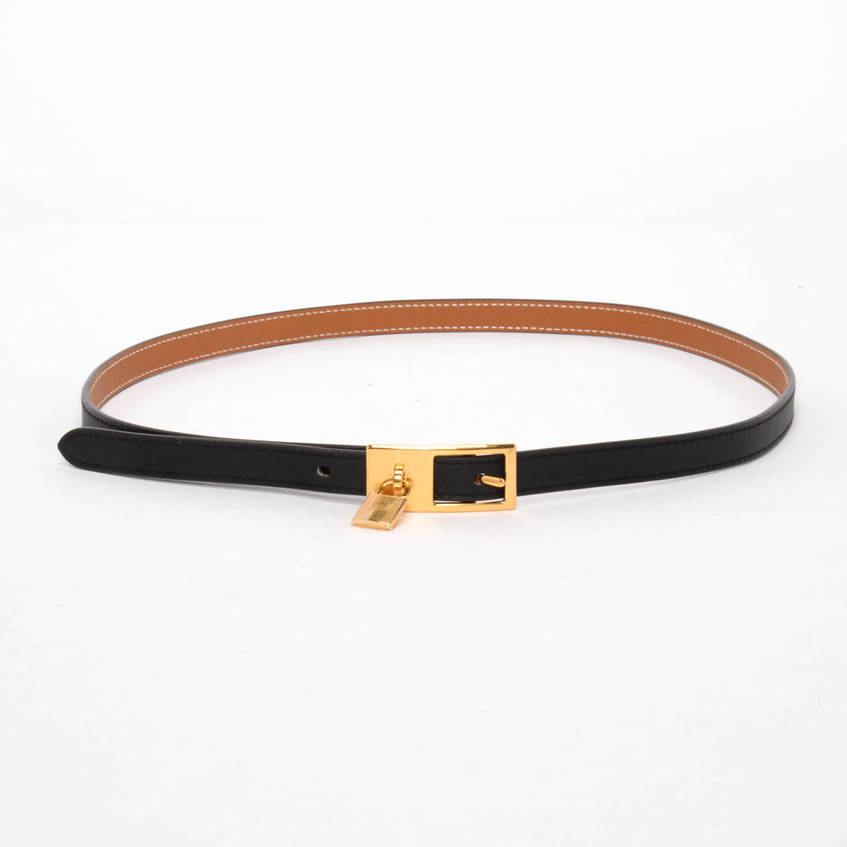 Hermes Black & Gold Epsom Lucky 15 Reversible Belt