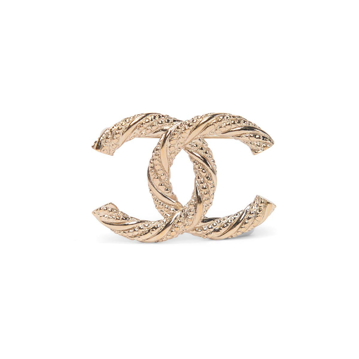 Chanel Light Gold Twisted CC Brooch