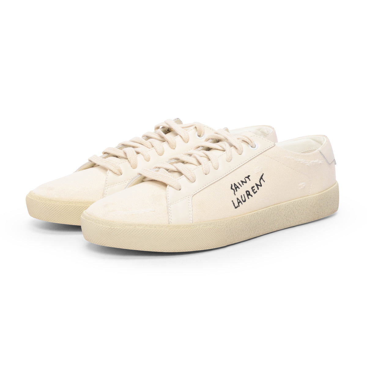 Saint Laurent Cream Canvas SL/06 Court Classic Sneakers 41