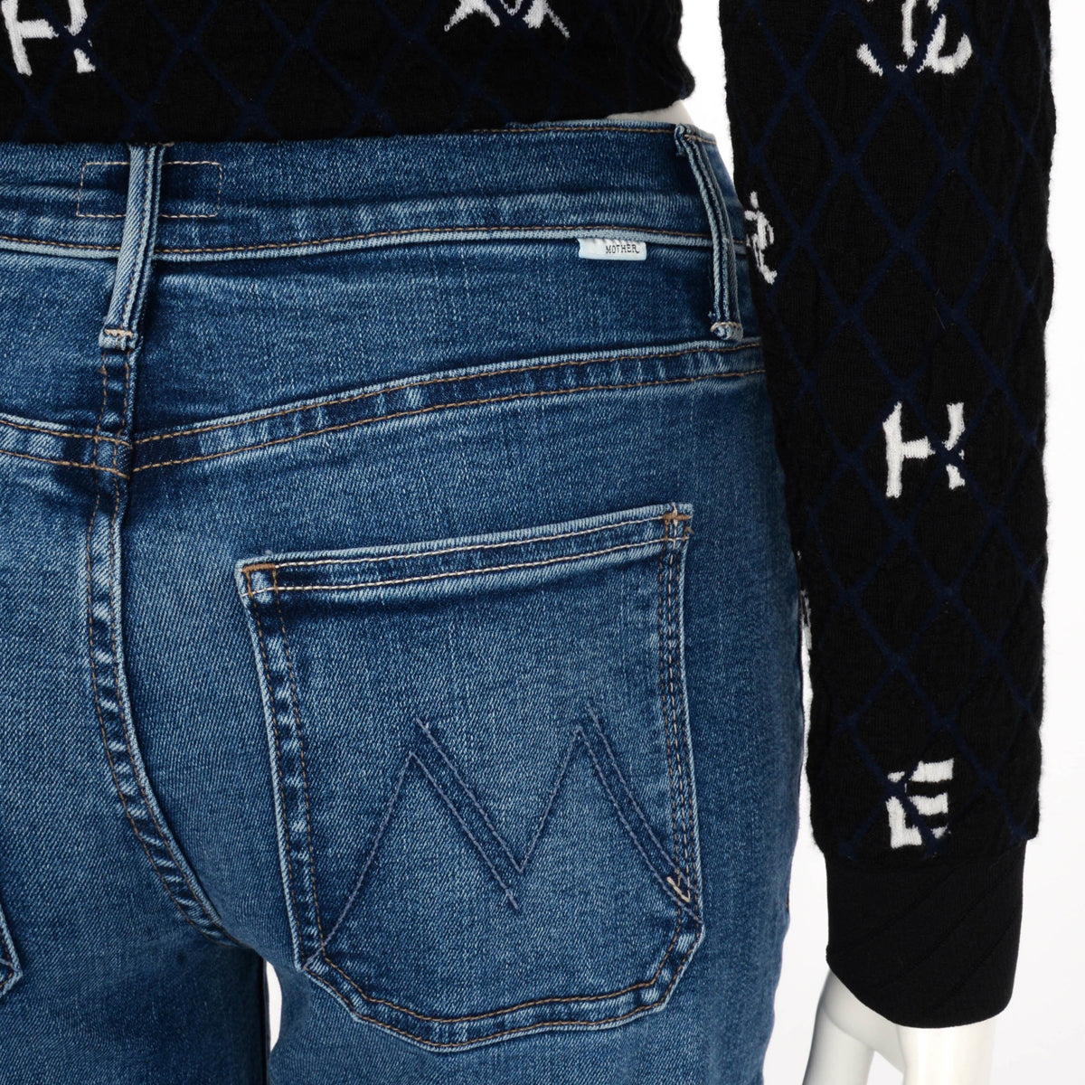 Mother Blue Denim Patch Pocket Mid Rise Maven Jeans 24