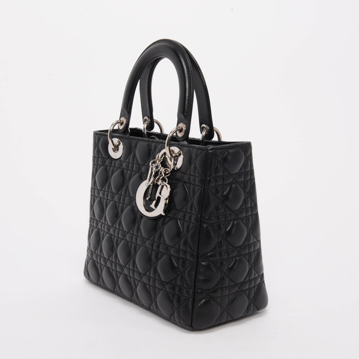 Dior Black Lambskin Cannage Medium Lady Dior Bag