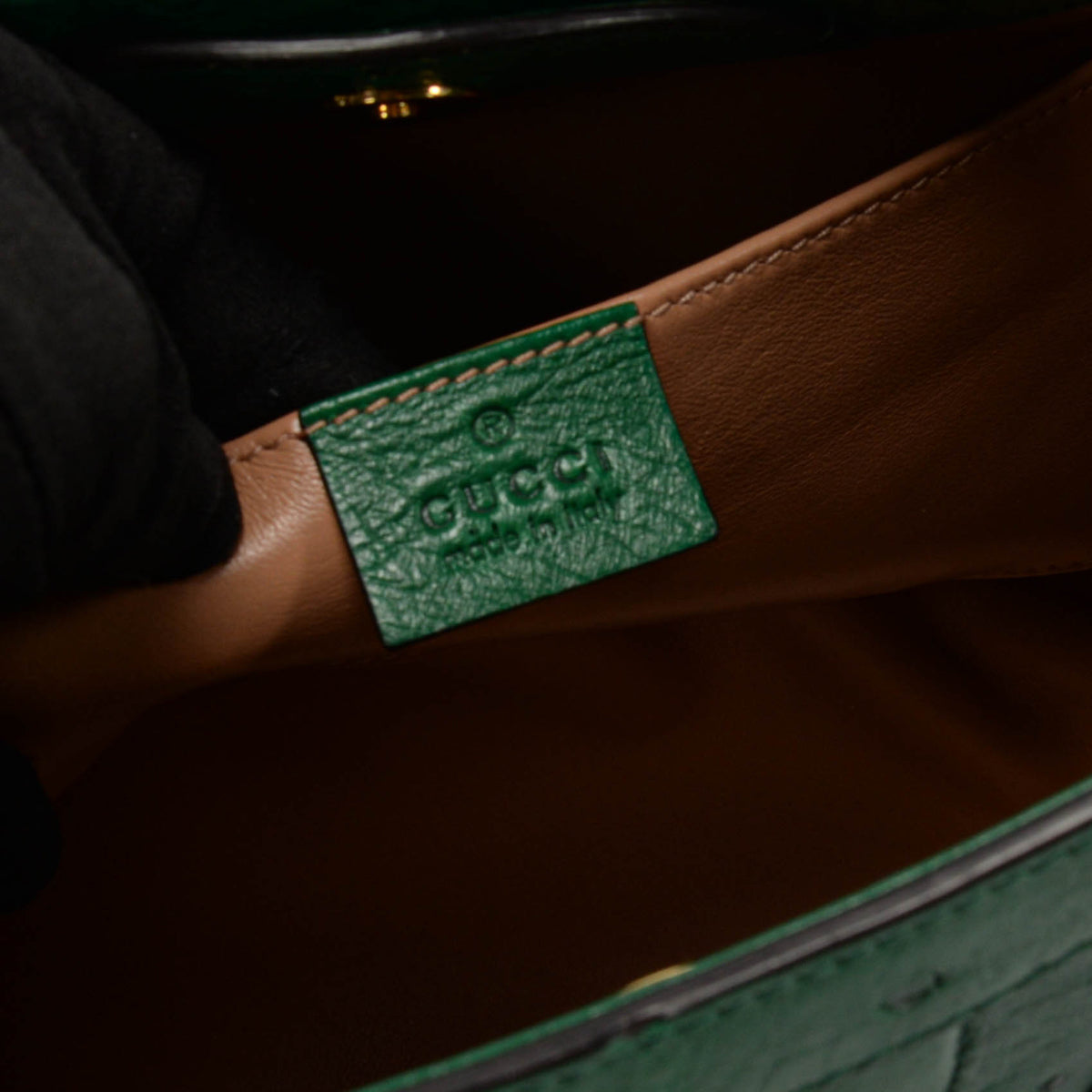 Gucci Green Ostrich Medium Diana Bag