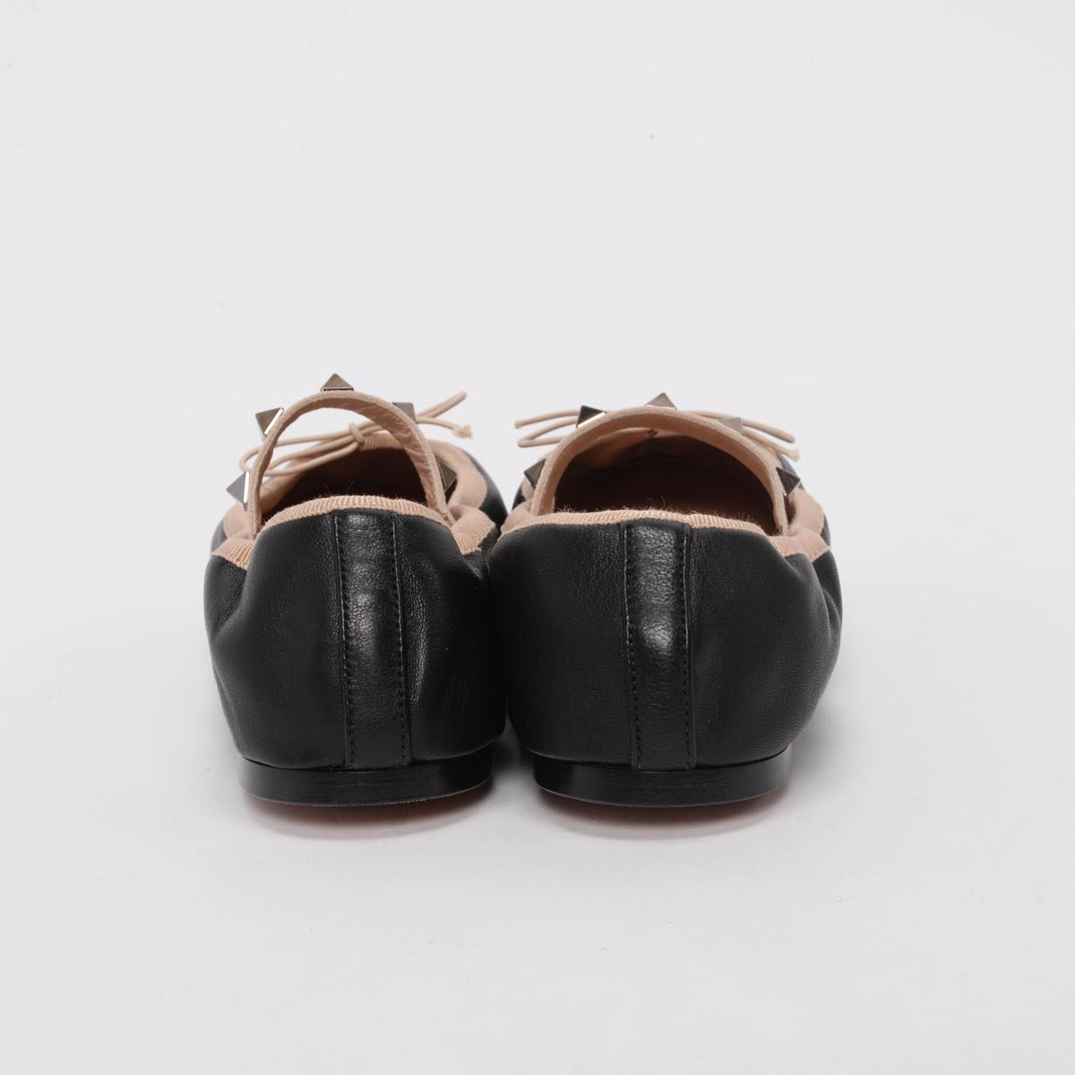 Valentino Black Lambskin Rockstud Ballerina Flats 37.5