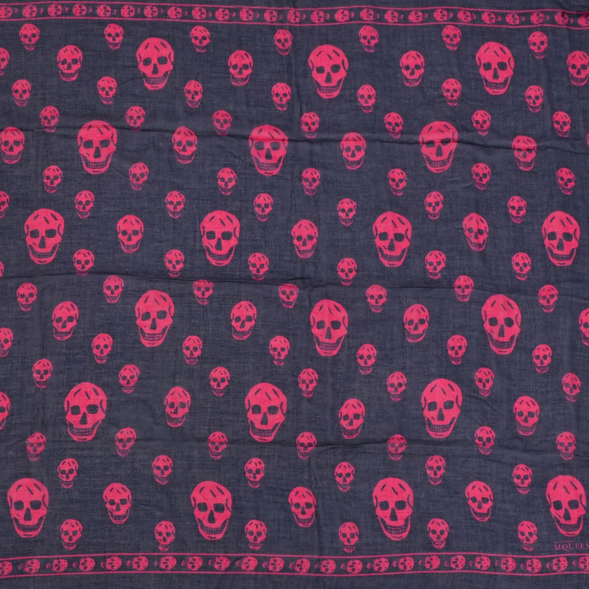 Alexander McQueen Navy & Pink Modal & Silk Skull Scarf