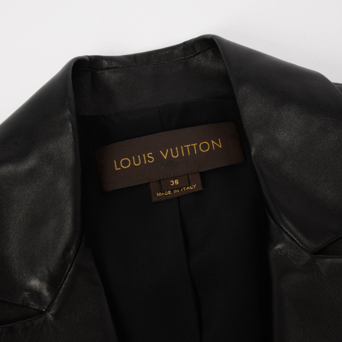 Louis Vuitton Black Lambskin White Button Detail Blazer FR 38