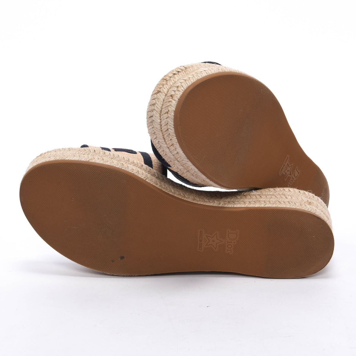 Dior Dark Navy Embroidered Canvas DWay Platform Slides 37