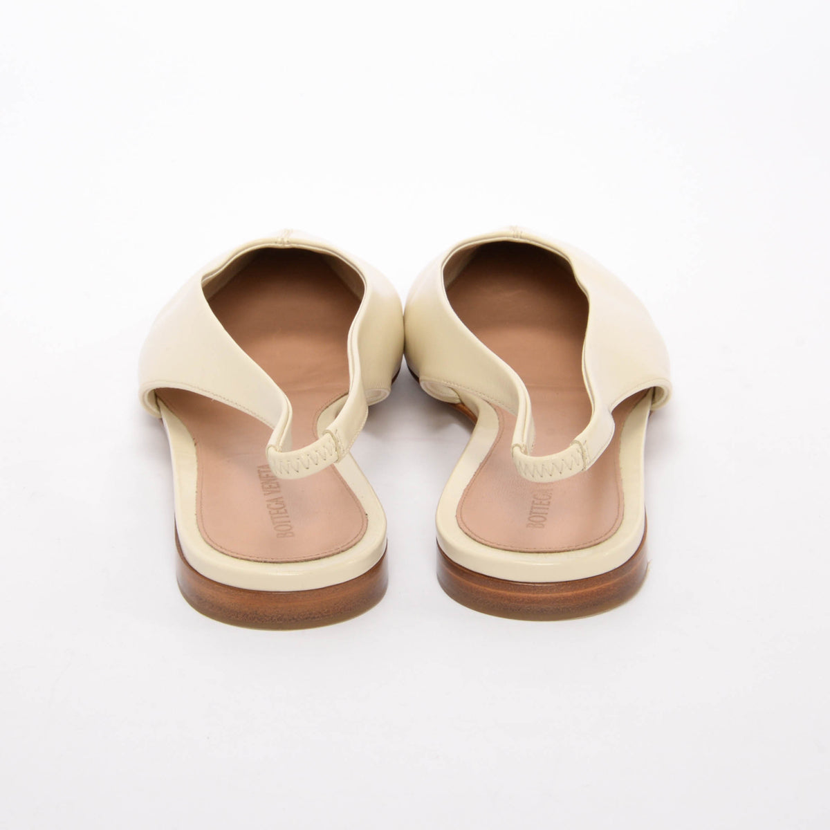 Bottega Veneta Ivory Shiny Calfskin Sofia Slingback Flats 41