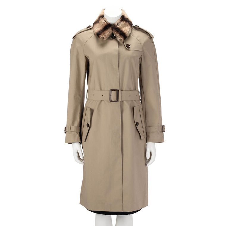 Burberry Brit Taupe Bonded Cotton Trench Coat
