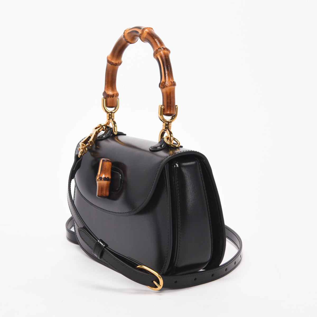Gucci Black Calfskin Bamboo 1947 Small Bag