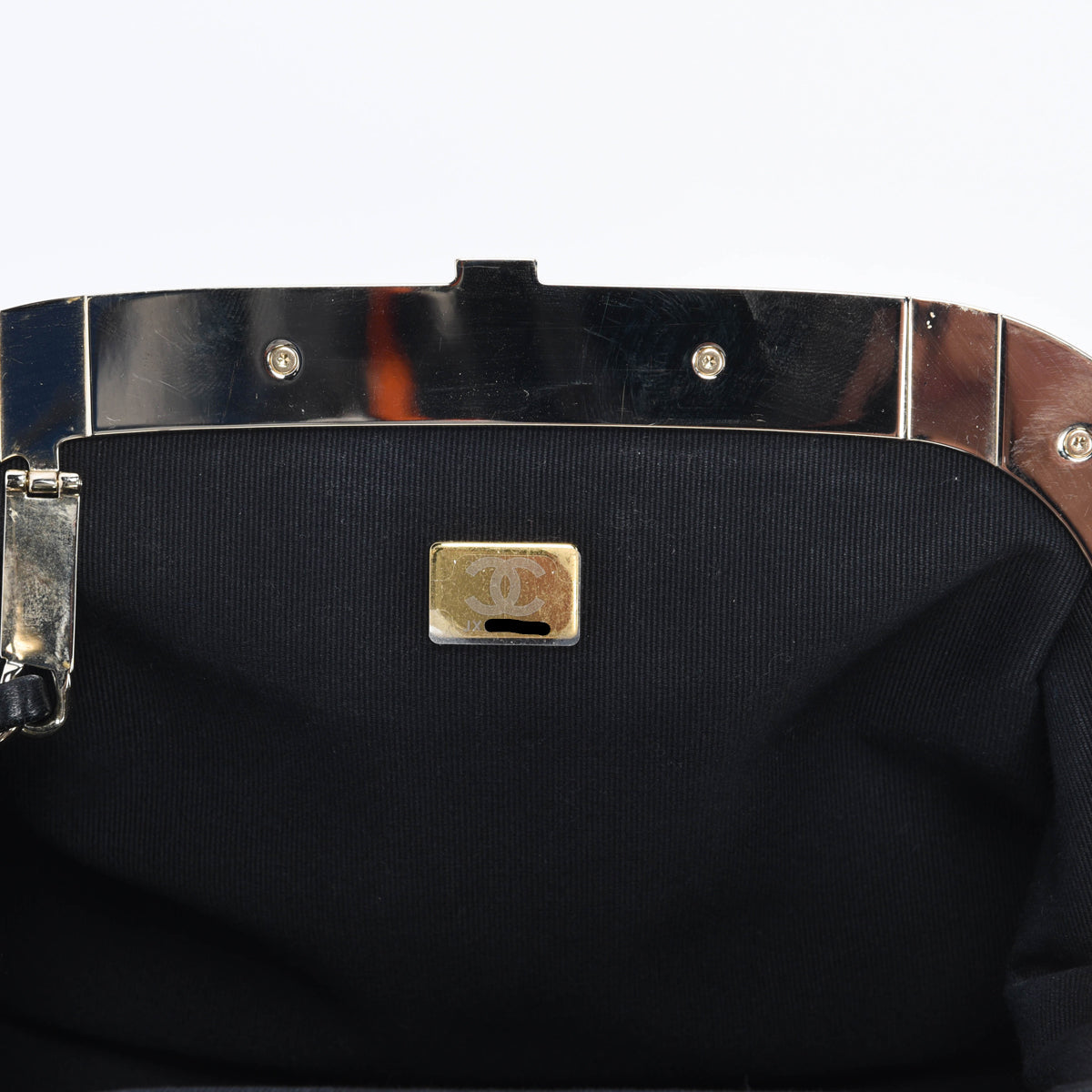 Chanel Black Quilted Lambskin CC Kisslock Clutch