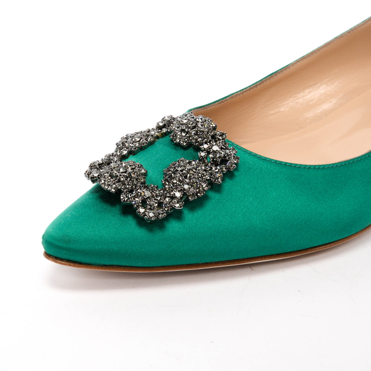 Manolo Blahnik Emerald Satin Hangisi Flats 41