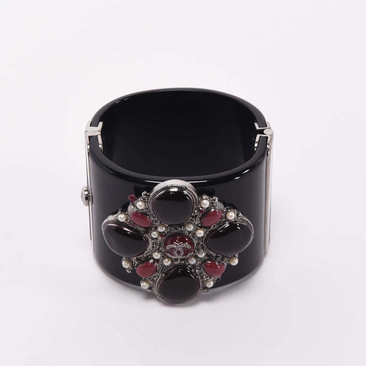 Chanel Black Resin CC Gripoix Cuff