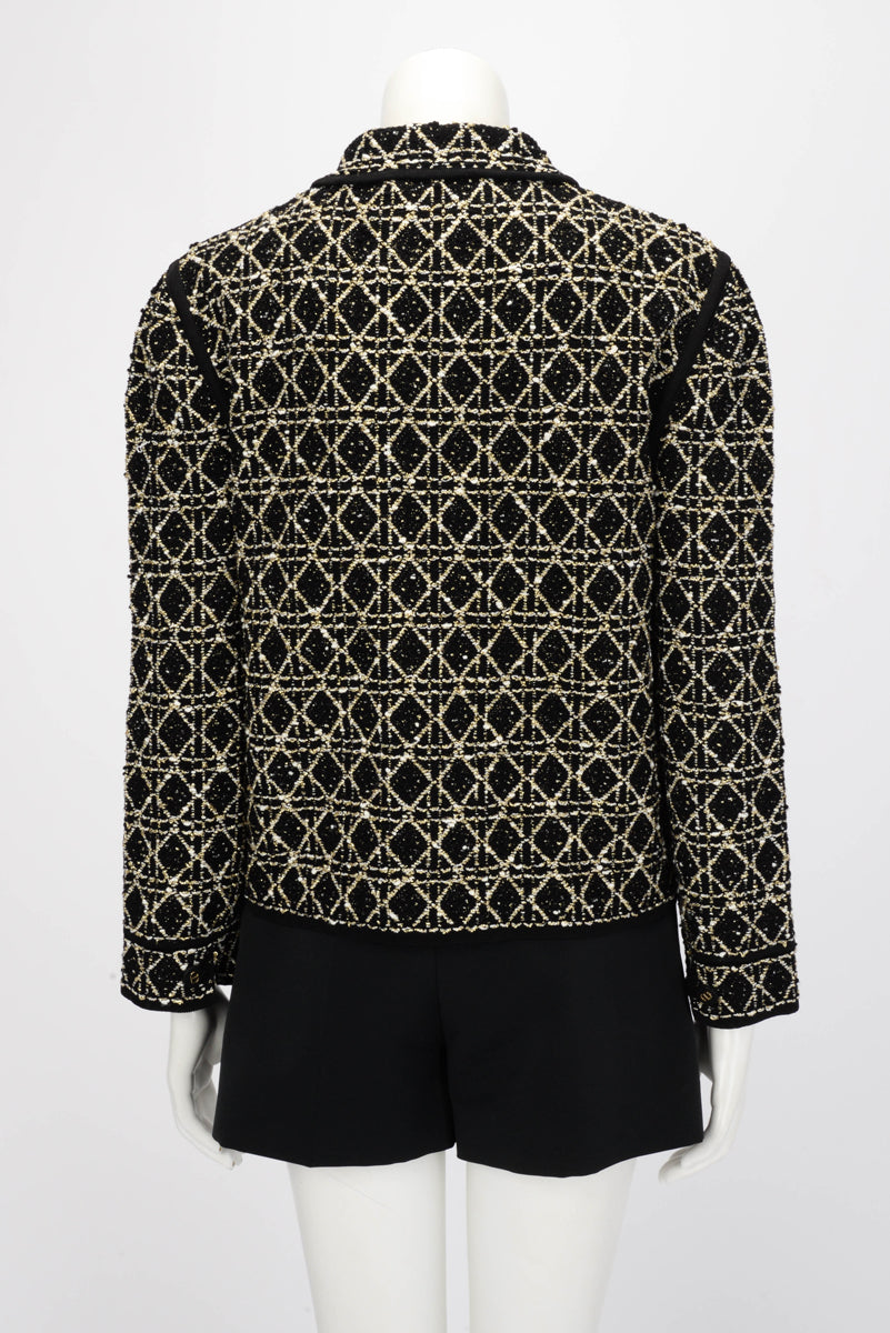Dior Black & Gold Technical Fabric Cannage Jacket FR 42