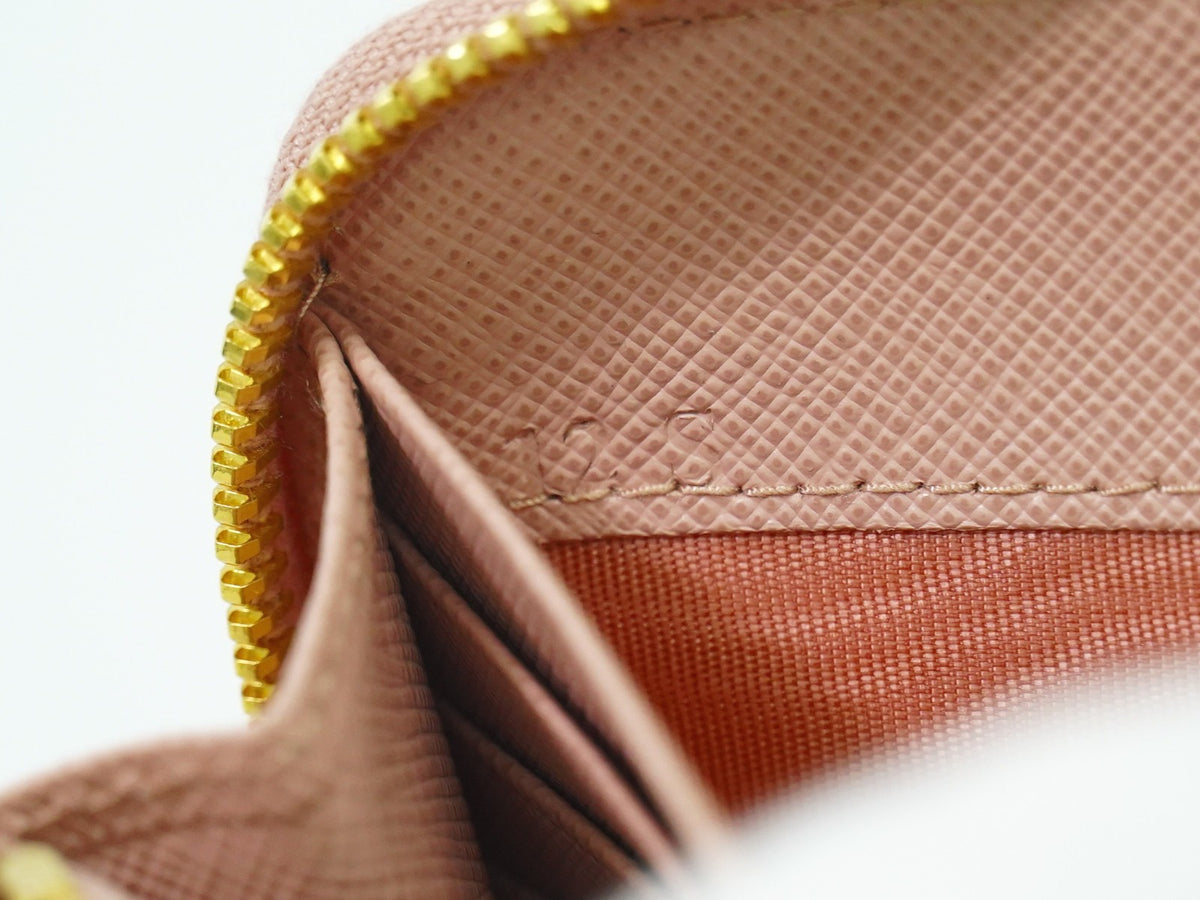 Prada Pink Saffiano Leather Bow Zip Around Wallet