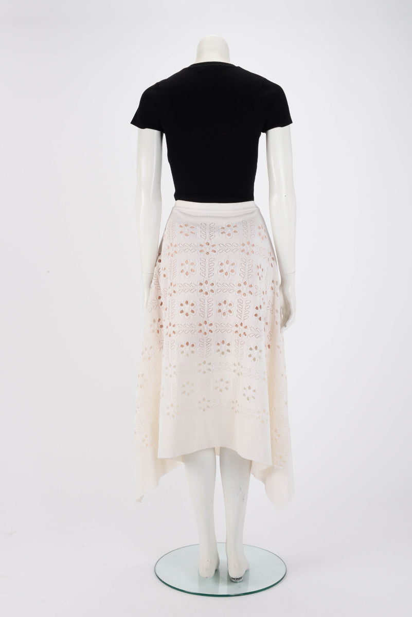 Chanel Ecru Lace Knit A-Line Skirt FR 40