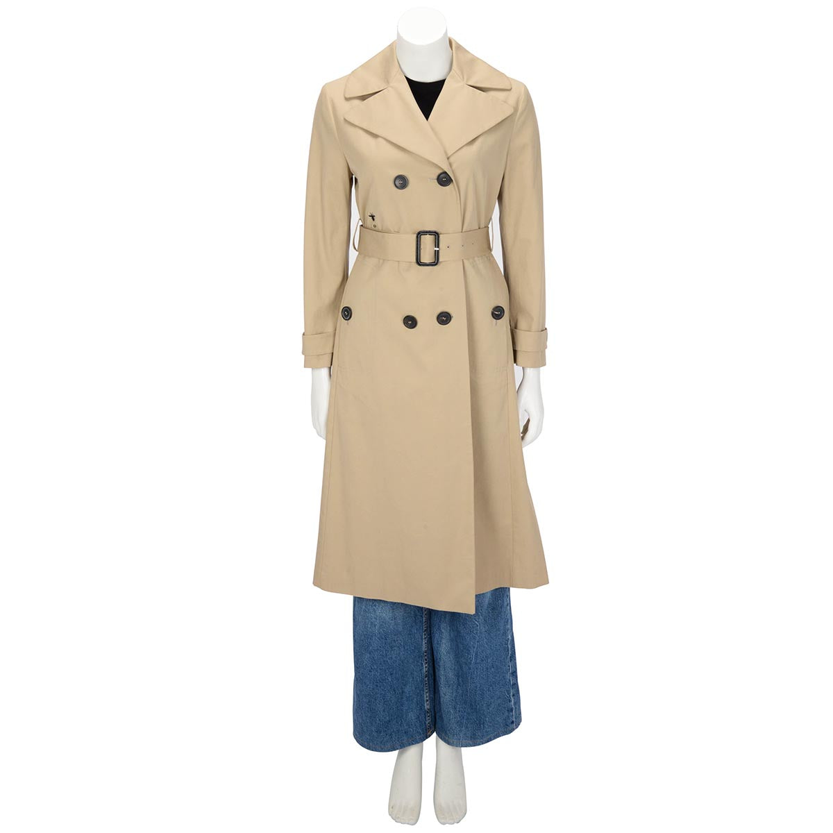 Dior Beige Cotton Bee Embroidered Trench Coat FR 36