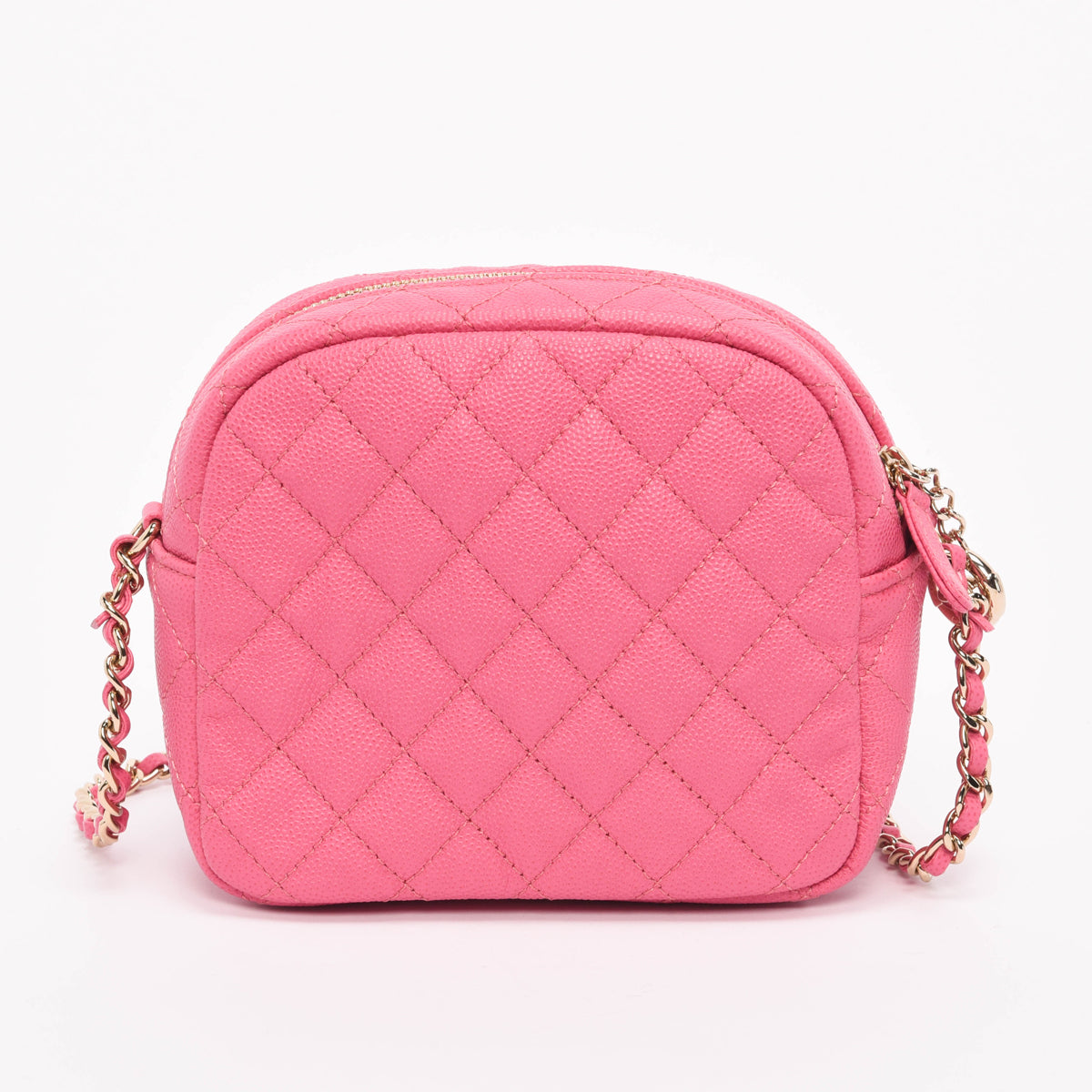 Chanel Pink Quilted Caviar CC Day Camera Case