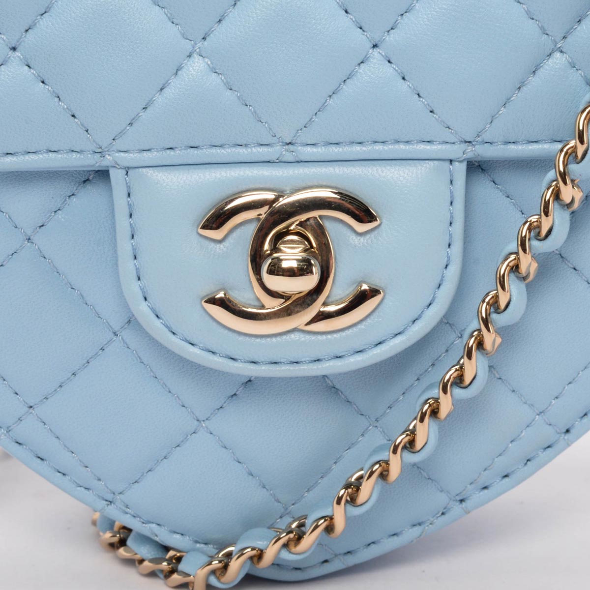 Chanel Blue Quilted Lambskin CC In Love Heart Bag