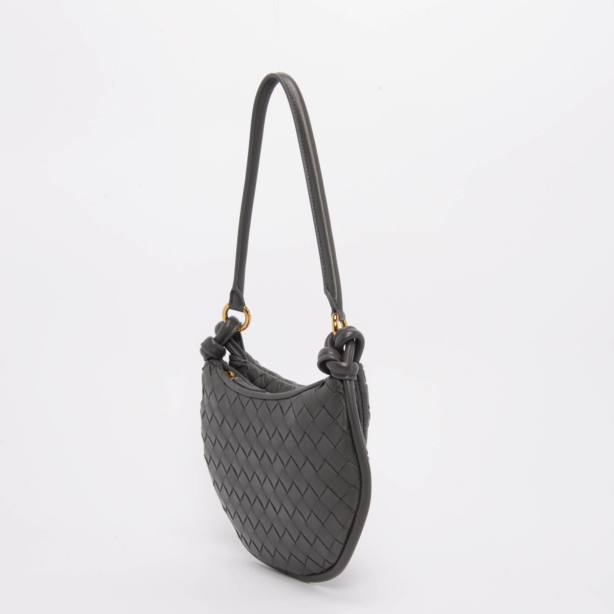 Bottega Veneta Graphite Intrecciato Lambskin Small Gemelli Bag