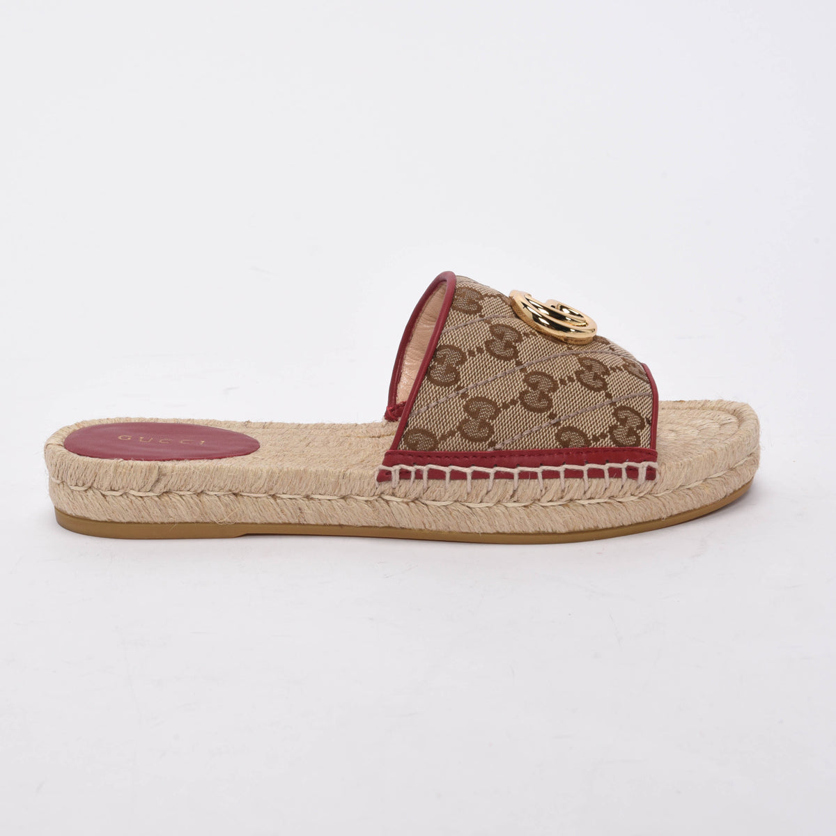 Gucci Cherry Diagonal GG Marmont Espadrille Slides 37.5