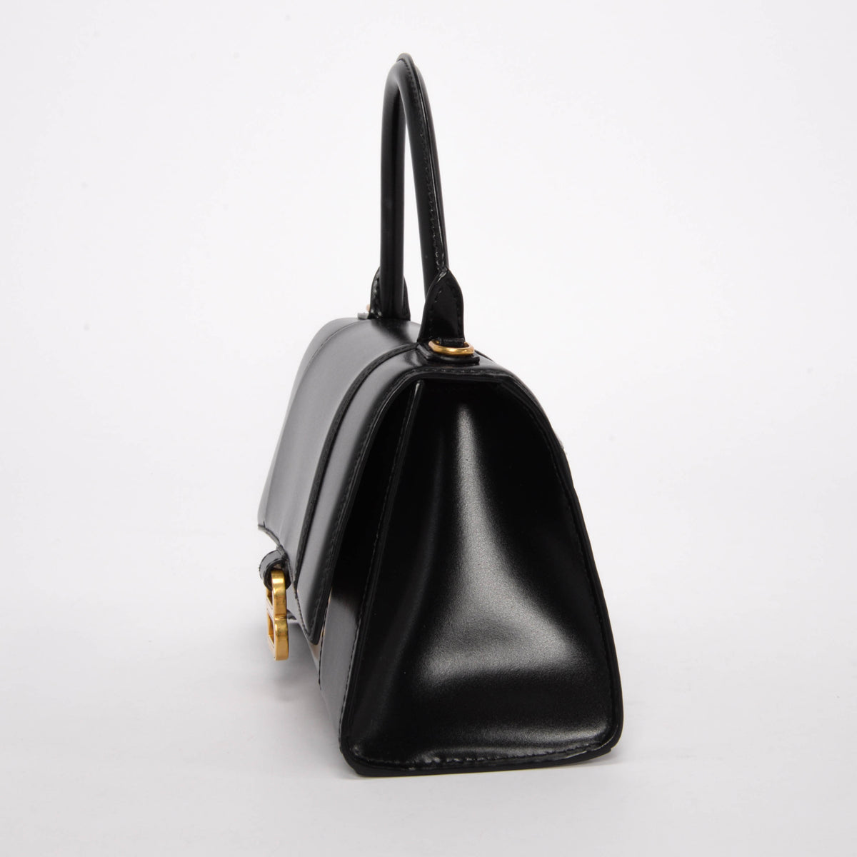 Balenciaga Black Shiny Box Calf Small Hourglass Bag