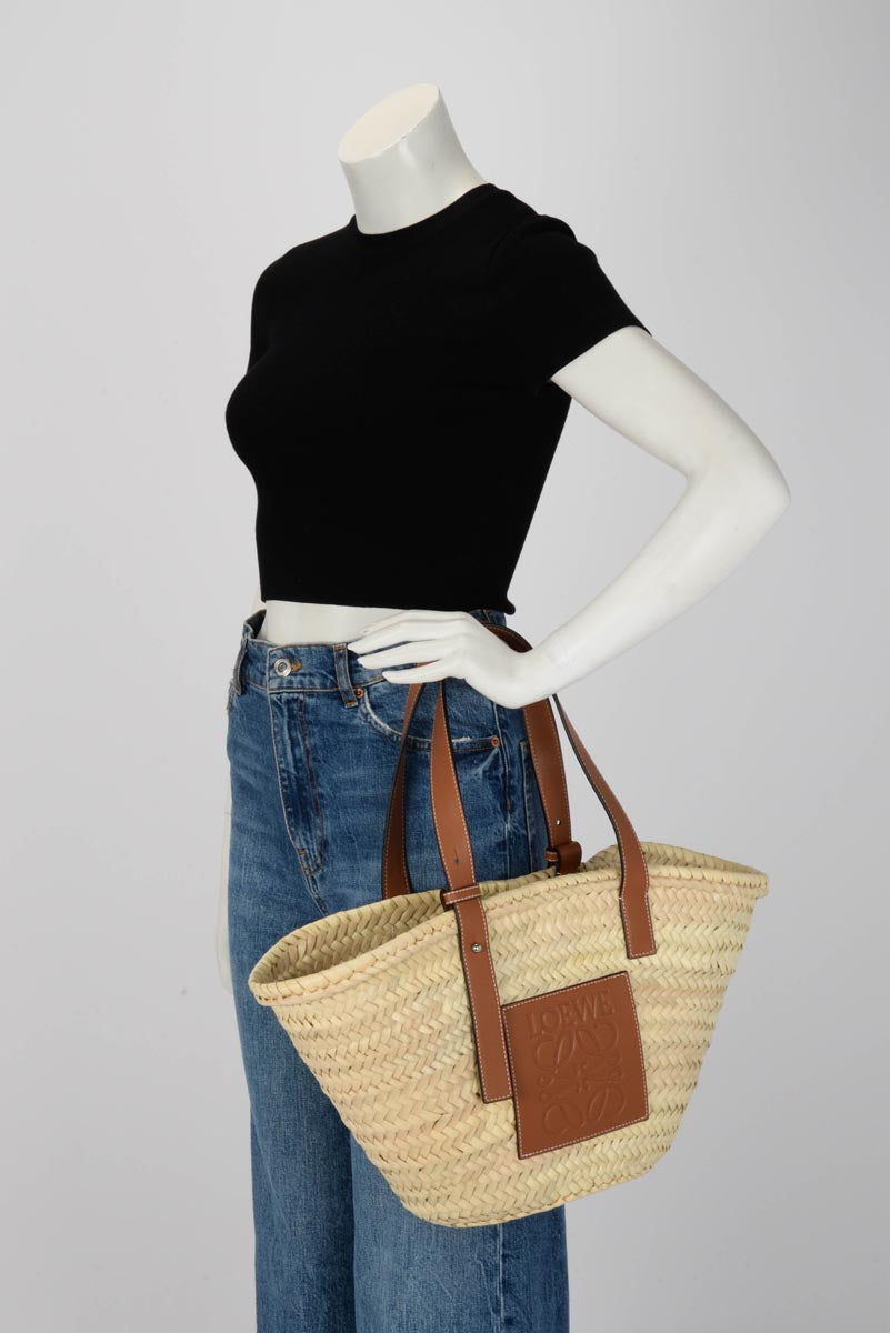 Loewe Tan Raffia Medium Basket Tote