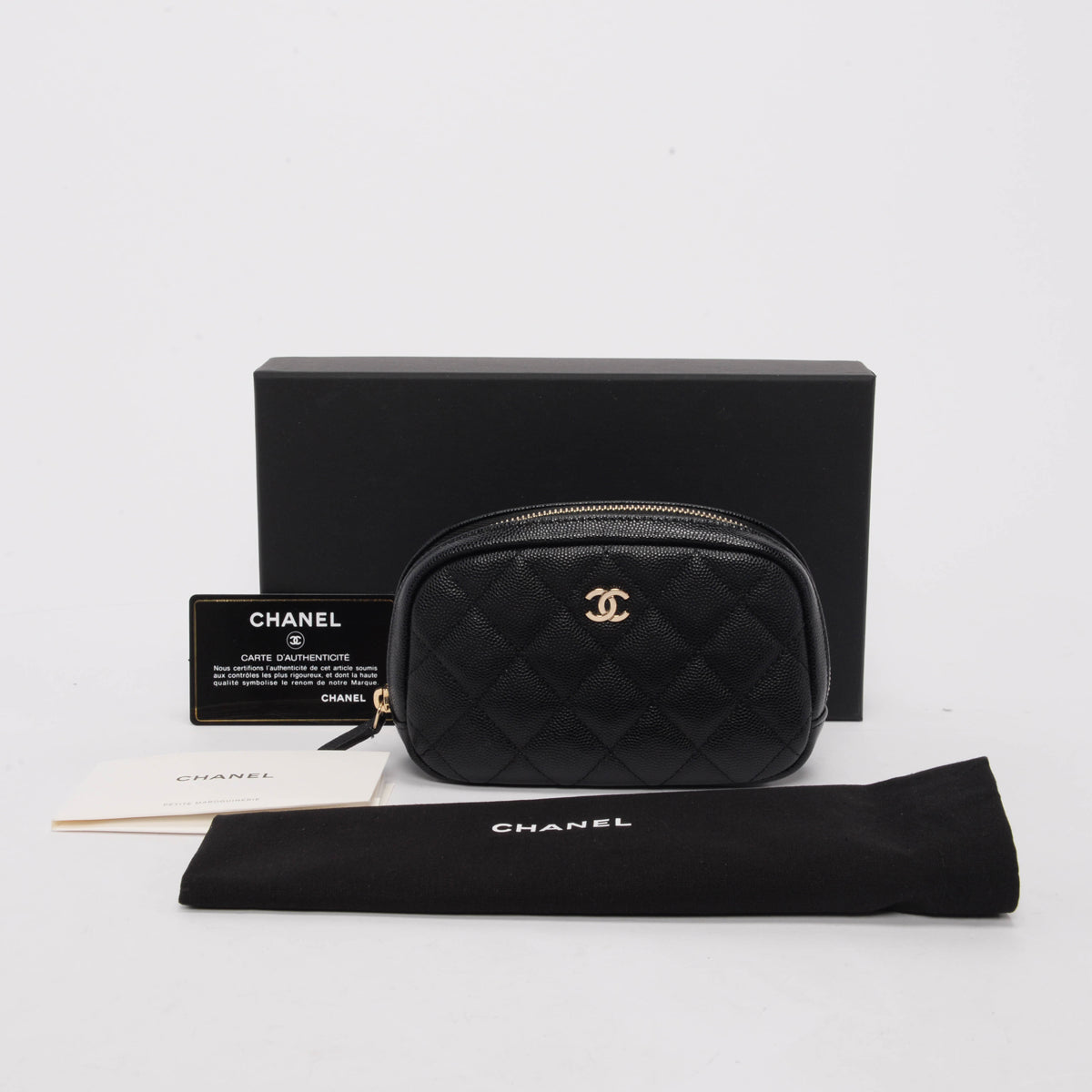 Chanel Black Caviar Small Curvy Cosmetic Case