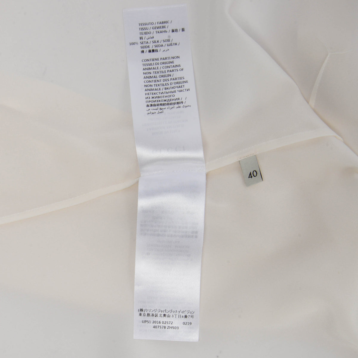 Gucci Off White Silk Tie Neck Blouse IT 40