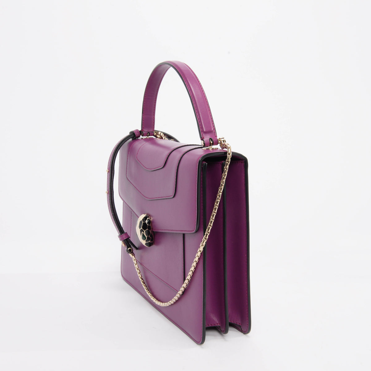 Bulgari Magenta Calfskin Serpenti Top Handle Bag